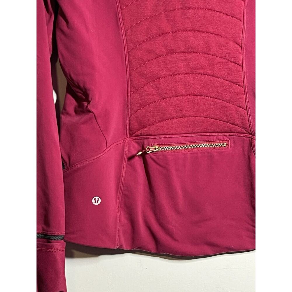 Lululemon VGUC Berry Rumble Fleece Out Full Zip Jacket Gold Zippers Size 8 - Picture 10 of 11